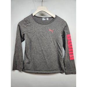 PUMA Long Sleeve Logo T-shirt Gray/Pink Size S 7/8